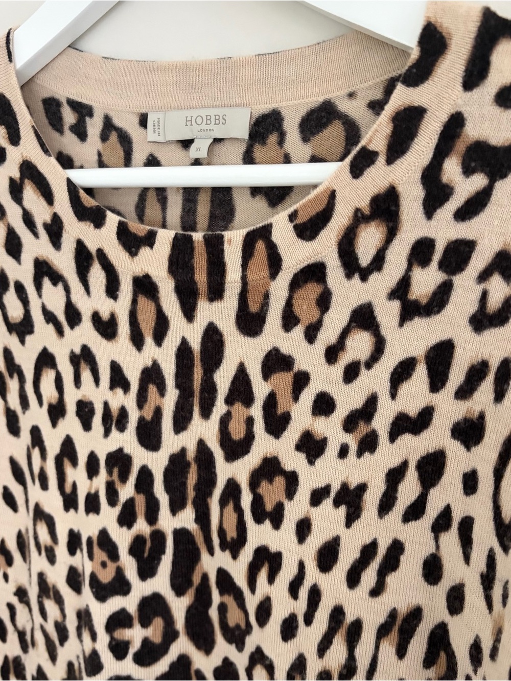 Hobbs London 100% Merino Wool Leopard Print Sweater XL